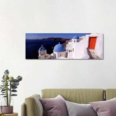 Church In A City, Santorini, Cyclades Islands, Greece - Wrapped Canvas Panoramic Print
