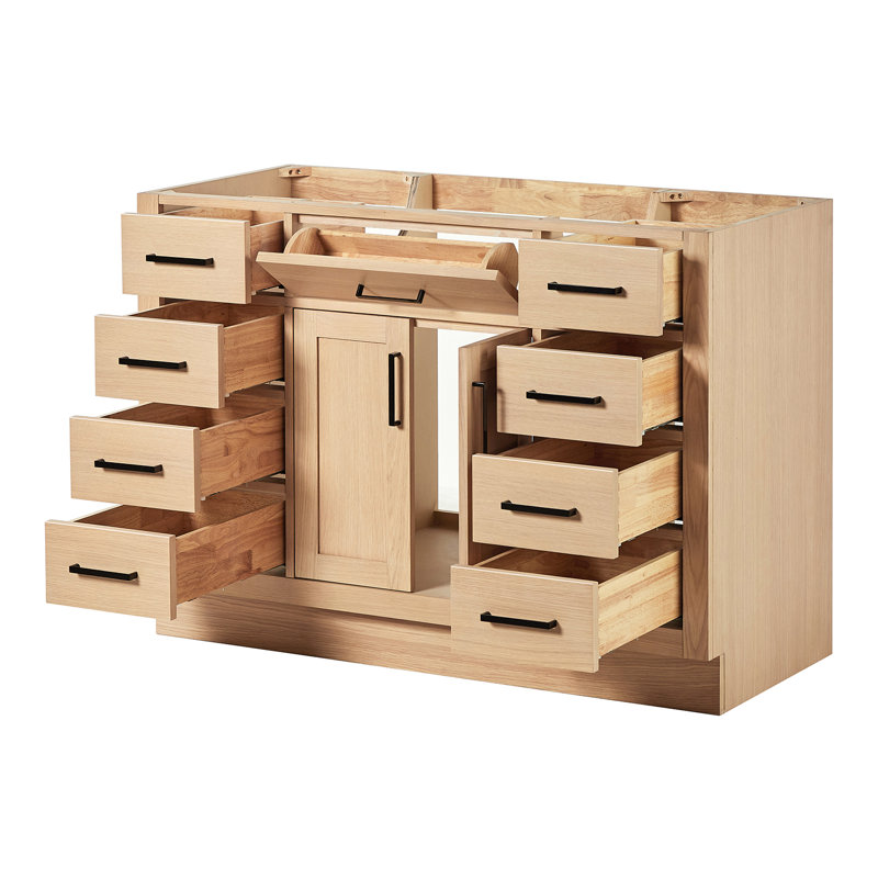 Osoria 48'' Solid Wood Single Bathroom Vanity Base Only, Base Cabinet without Top, Natural Oak