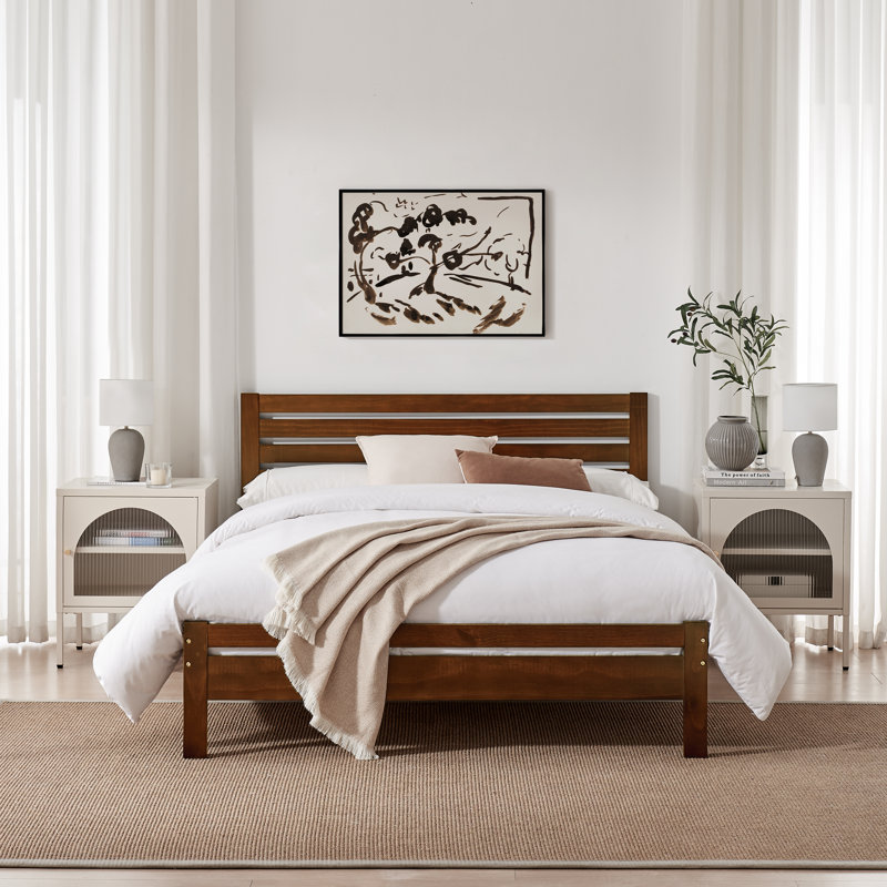 Aichele Solid Wood Bed, Double (4'6), Walnut