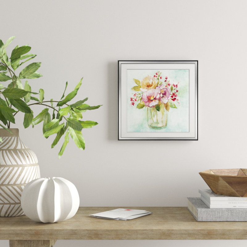 « summer pansy », peinture, H 16 po x l 16 po x P 1,5 po, Encadrement argenté