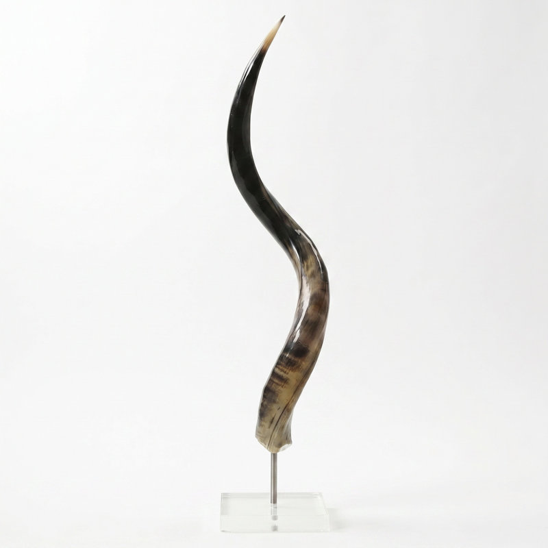 Polished Kudu Horn on Lucite Stand, 32"