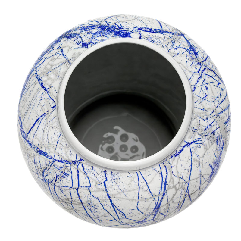 Timeless Chinese Temple Jar, 18", Blue/Silver