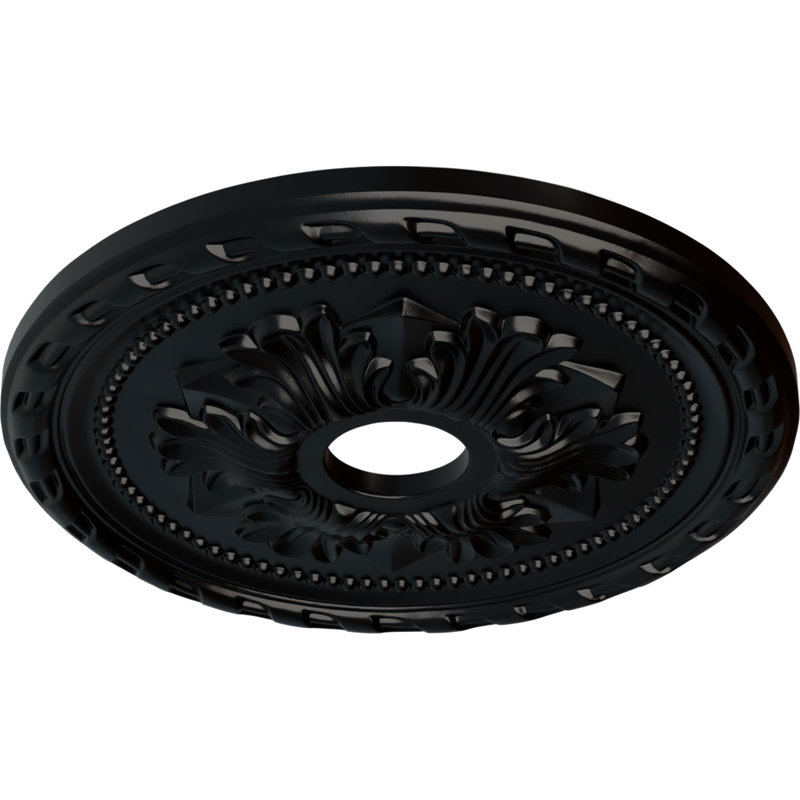 Endurathane Palmetto Ceiling Medallion, 20 7/8"OD x 3 5/8"ID x 1 5/8"P (Fits Canopies up to 5"), Hand-Painted Jet Black Finish