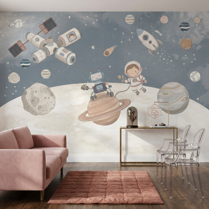 Papier peint astronaute astronaute flottant Space Explorer, Texturé non collé, 160 po x 108 po
