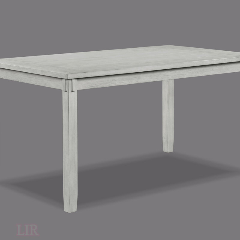 Ensemble de salle à manger rustique de style rustique 5 pièces avec table rectangulaire et chaises rembourrées en tissu d'aspect lin, finition bois flotté