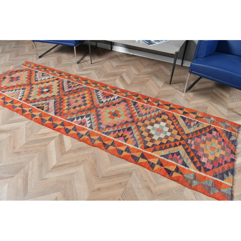 Tapis turc Kilim fabriqué à la main en laine rétro avec motif géométrique Boho pour une touche d'élégance dans votre espace de vie