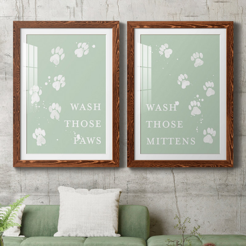 «Wash Your Paws II», toile encadrée de qualité supérieure - prête à être suspendue, H 37,5 po x l 55 po x P 1,5 po, Blanc