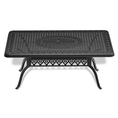 Table de salle à manger d'extérieur 66,93 "carrée noire moderne, en aluminium, avec trou de parasol compatible, parfaite pour le patio, la salle à manger