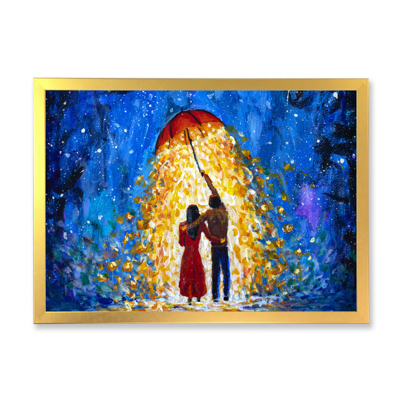 Couple romantique romantique, reproduction sur toile flottante, H 24 po x l 36 po x P 1 po, Cadre doré