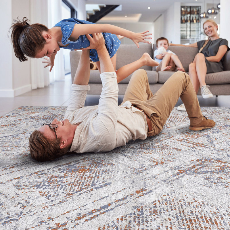 Beige Area Rug With Geometric - Non-shedding, Stain For Bedroom And Nursery Pattern, Runner 2' x 8'