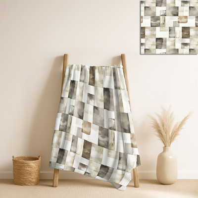 Courtepointe grise et beige à mélange neutre - couverture en molleton Patchwork, jeté chaud Farmhouse