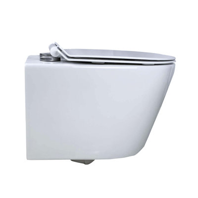 Toilette allongée murale à double chasse avec surface vitrée Dakota (siège inclus)