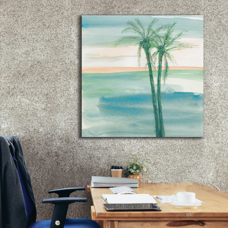 «Peaceful Dusk 2 Tropical» par Chris Paschke, art mural sur toile, H 37 po x l 37 po x P 1,5 po