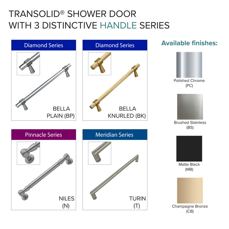 Brooklyn 60" Frameless Sliding Shower Door in Brushed Nickel with Clear Glass