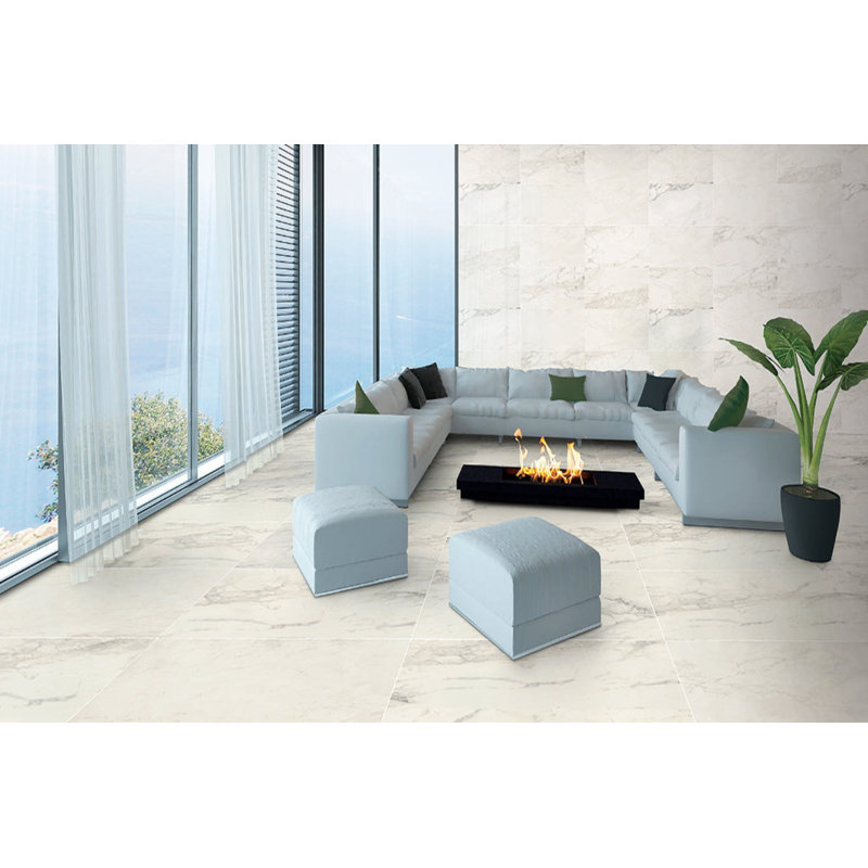 Marble 24" x 48" Porcelain Marble Look Wall & Floor Tile, Ivory/Beige/Gray
