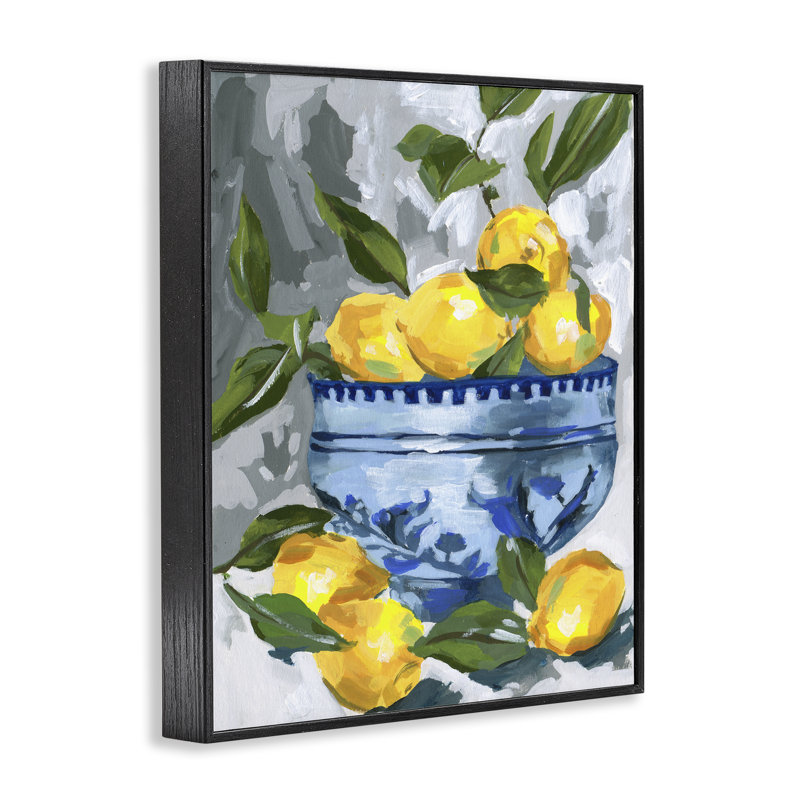 Giclée encadrée indigo et citron, design par Melissa Wang, Giclée encadrée noir minuit, H 20 po x l 16 po
