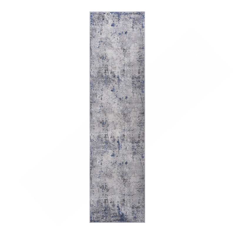 2X8 Silver / Abstract Runner Rug, Runner 2'2" x 8'