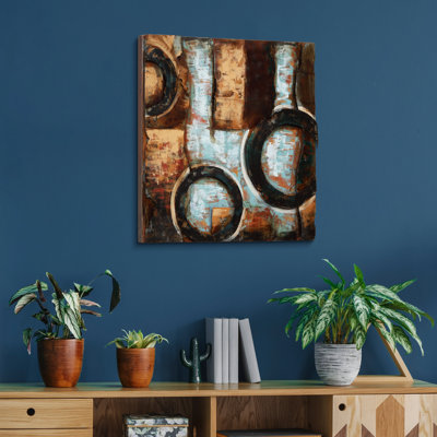 "Revolutions 1" Mixed Media Iron Hand Painted Dimensional Wall Décor