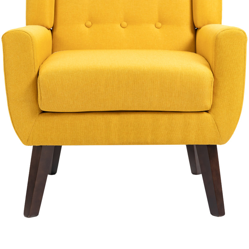 Jaqueze 73.4 Cm Wide Tufted Armchair, Yellow Linen Blend