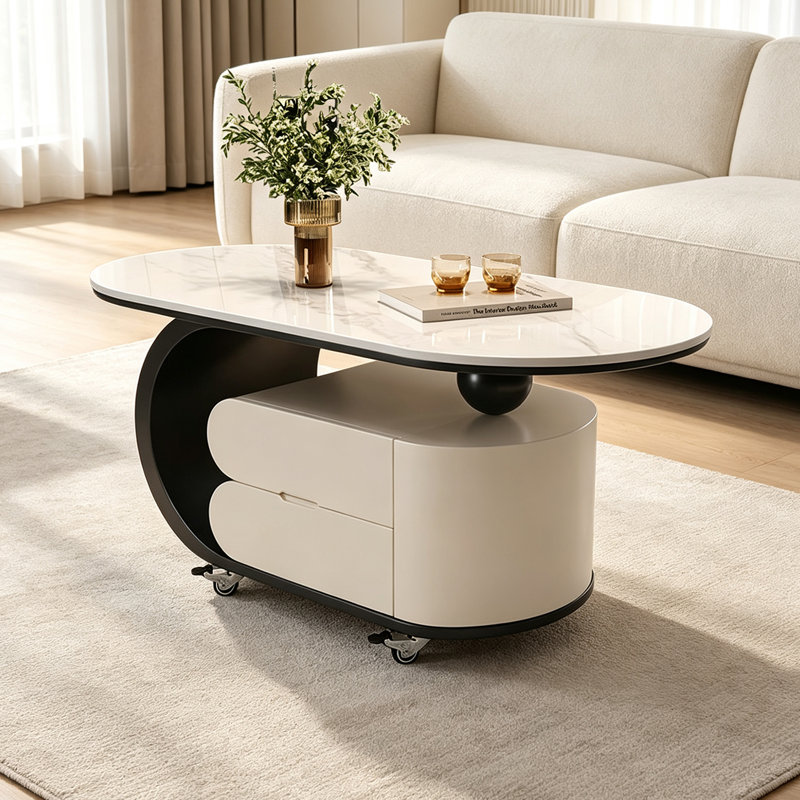 Holub, H 17,71 po x l 31,49 po x P 15,74 po, White; Grey/Black/White, Marbre