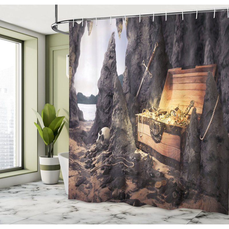 Ensemble de rideau de douche imaginaire et crochets, H 70 po x l 69 po