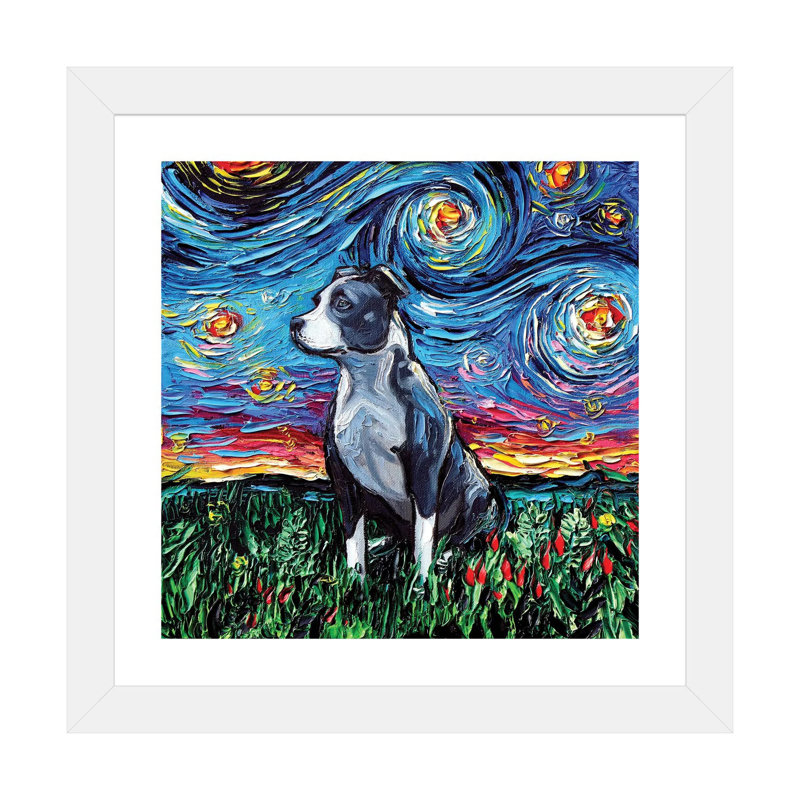 « Pitbull Night » par AJA trier, reproduction d’art, Papier encadré blanc, Blanc, H 24 po x l 24 po x p 1 po