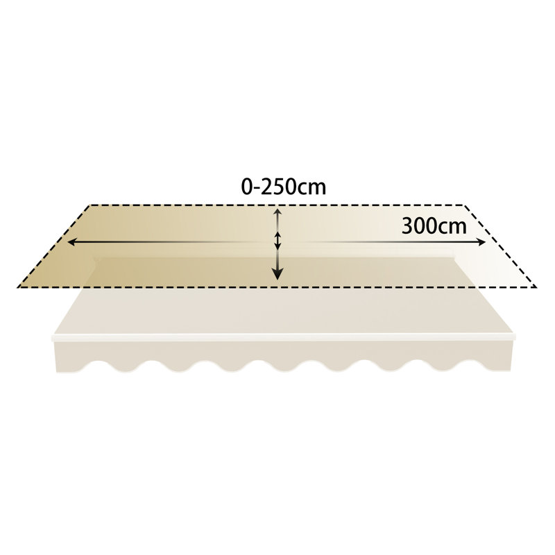 Canopee Manual Retractable Patio Awning with Protective Case 300g POLY, 5.91" H x 118.11" W x 98.43" D, Beige