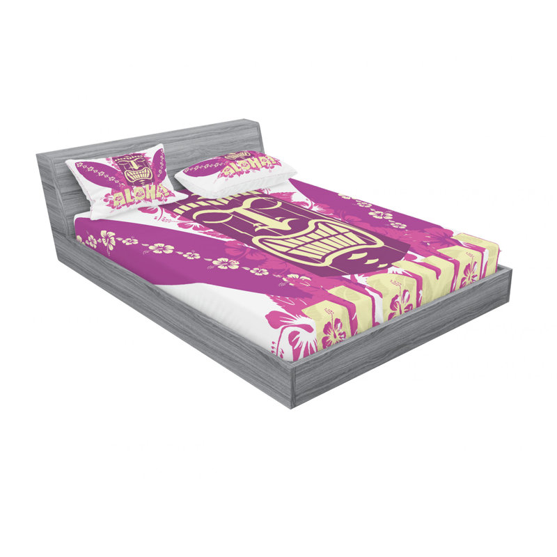 Ensemble de draps Tiki, Ensemble de drap pour grand lit avec drap-housse