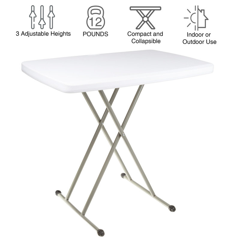 Folding Table - Lightweight Portable Folding Desk - Small Plastic Table for Camping, Playing Cards, and Crafting by Everyday Home (White)