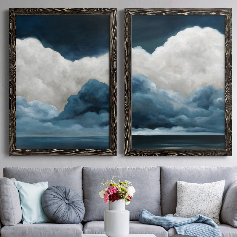 Nature's Drama I - Ensemble de 2 peintures sur toile encadrées, H 31,5 po x l 47 po x P 1,5 po, Toile avec cadre noir