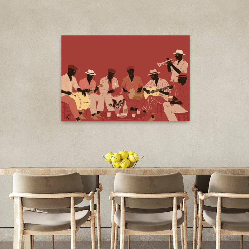 Reproduction d'art rétro rétro Musiciens, 24" H x 36" W