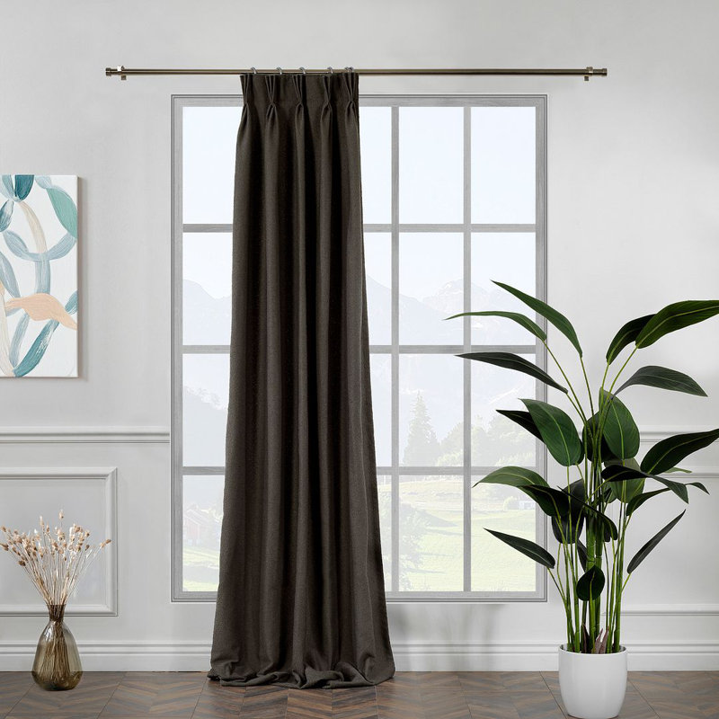 Extra Long & Extra Wide Polyester Decorative Curtain Pinch Pleat Single Panel, 52" W x 180" L, Brown