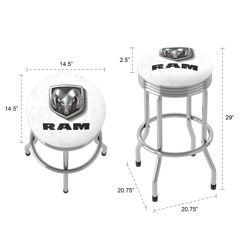 White Vinyl Swivel Bar Stool with Metal Frame