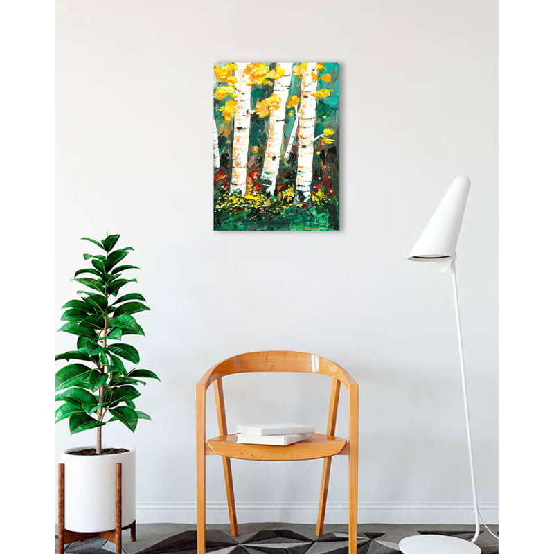 "Birch Trees I" by Elizabeth Stacke Painting Print on Wrapped Canvas, 24" H x 18" W x 1.5" D