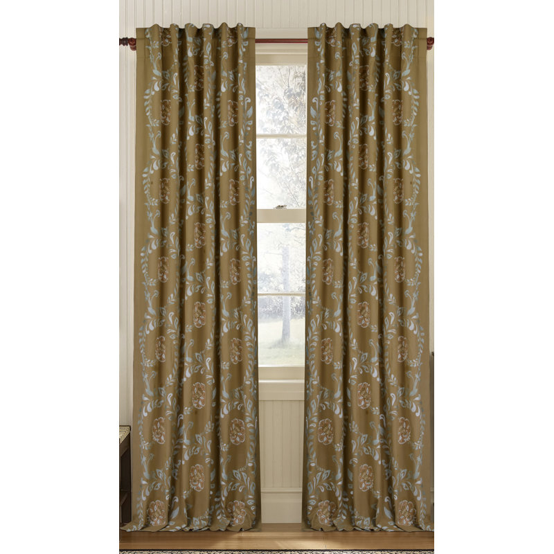 Vintage Cotton Blend Semi Sheer Curtain Single Panel, Khaki, 50" W x 96" L
