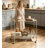 Cirro Antique Mirror & Wire Brass Finish Serving Cart(No Include Stool)