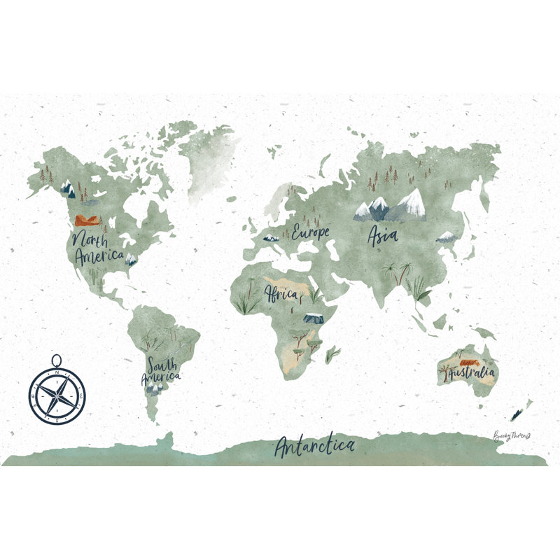 ScandiMap I White by Becky Thorns - Painting Print, Black Floater Framed, 30cm H x 46cm W