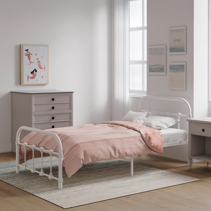 Melissa Metal Twin Bed, White