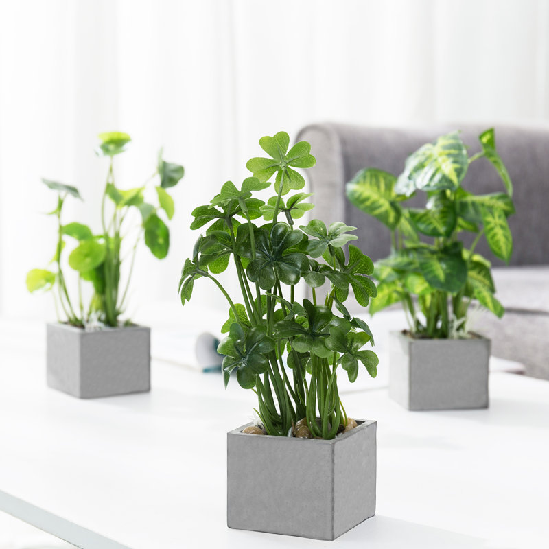 Ensemble de 3 plantes à feuillage artificiel en pot