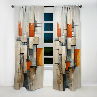 Constructivisme Construit Horizons VI - Rideau occultant abstrait - 1 panneau