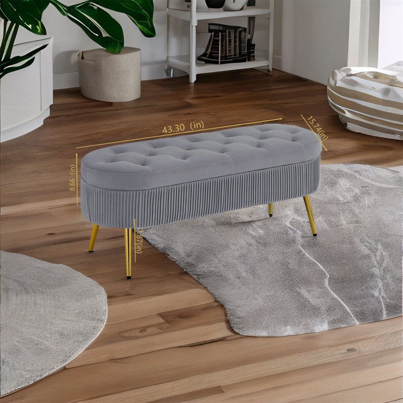 Banc de rangement rembourré Maegann, gris