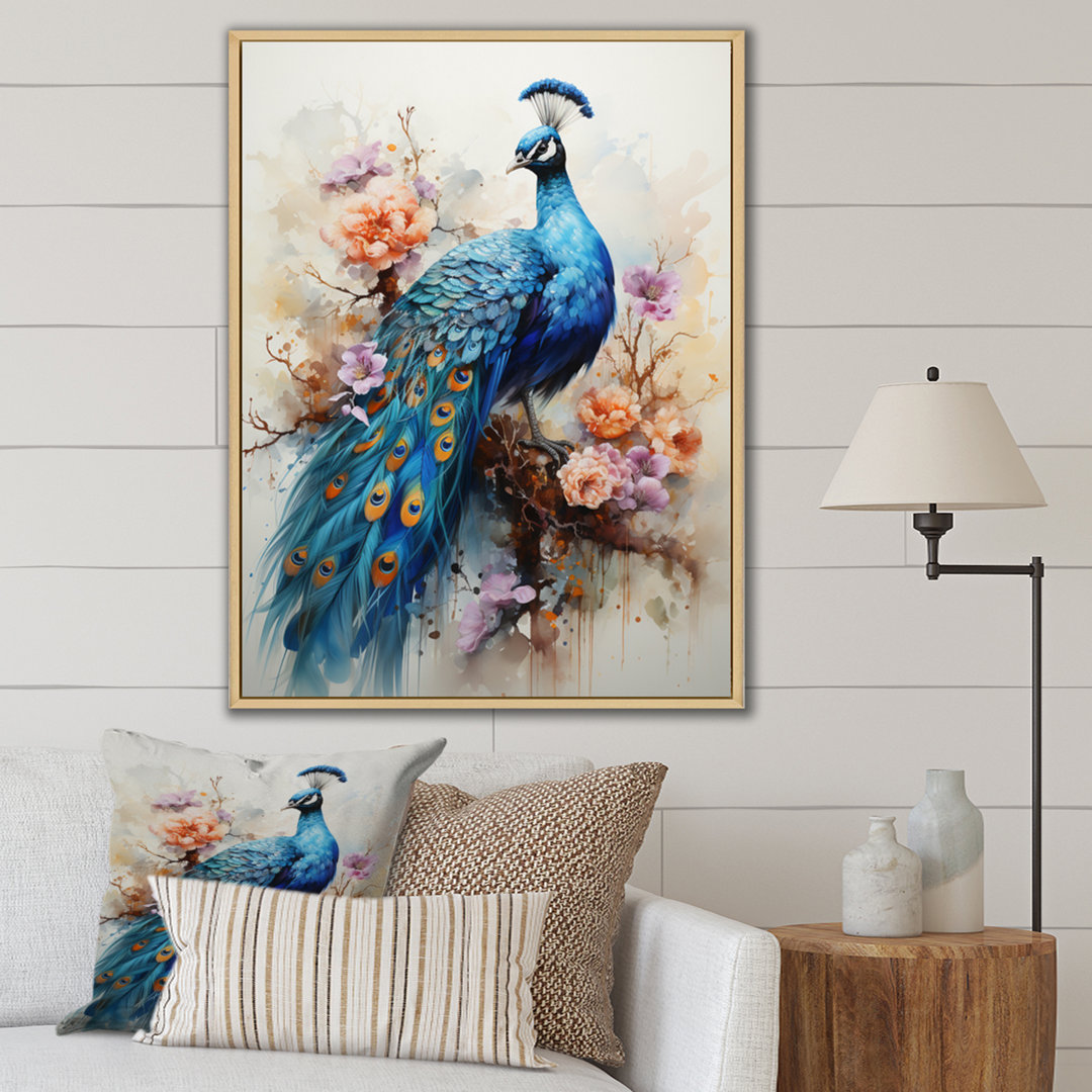 Arneisha " Blue Coral Indian Art Dancing Peacock II " Bungalow Rose 