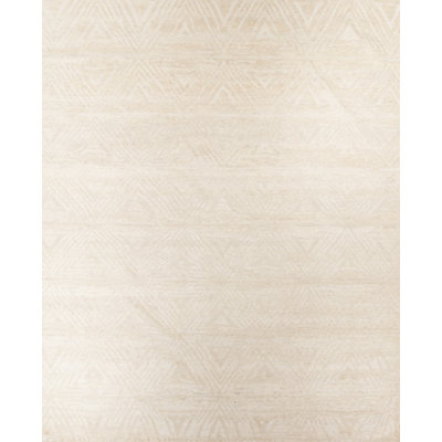 Geometric Hand-Knotted Wool Cream Area Rug