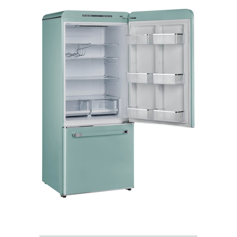 Classic Retro 30" Frost-Free 17.7 cu. ft. Energy Star Certified Bottom Freezer Refrigerator, Ocean Mist Turquoise