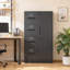 Classeur vertical en métal à 4 tiroirs avec verrou et garde-robe l 29,9 po x H 52,3 po, armoire de rangement en acier pour bureau à domicile, école, noir-413359788