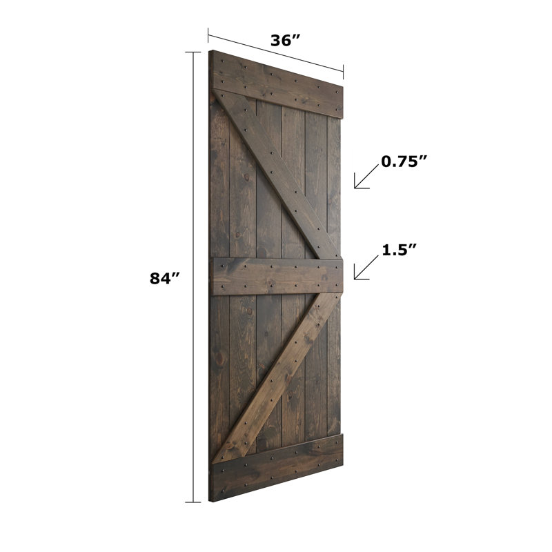 Porte de grange coulissante double K Series, Baril vieilli, 72 po x 84 po