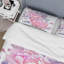 Fleurs roses rétro avec feuilles bleues - ensemble de housse de couette traditionnel - microfibre de polyester-66392000