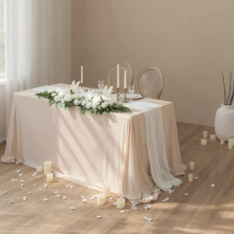 2 pièces d'arrangements floraux artificiels en forme d'arche de mariage, Blanc