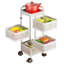 Chariot de rangement rotatif à 4 niveaux pour cuisine en acier au carbone avec roulettes et couvercle-1922041135