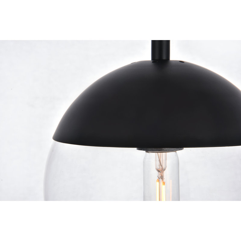 Luminaire suspendu sphère 1 lumière Bulera, Noir, H 175 po x l 8 po x P 8 po